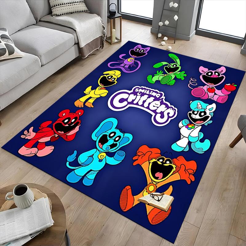 Happy Critter Friends Carpet For Playroom Bedroom Living Room Sofa Home Decorkids Game Area Rug Nonslip Floor Mat
