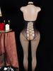 Erotic Sexy Crotchless Black Teddy Lingerie Bodystocking Fishnet Hollow Mesh Bodysuit Seductive Deep V Halter Exotic Nightwear