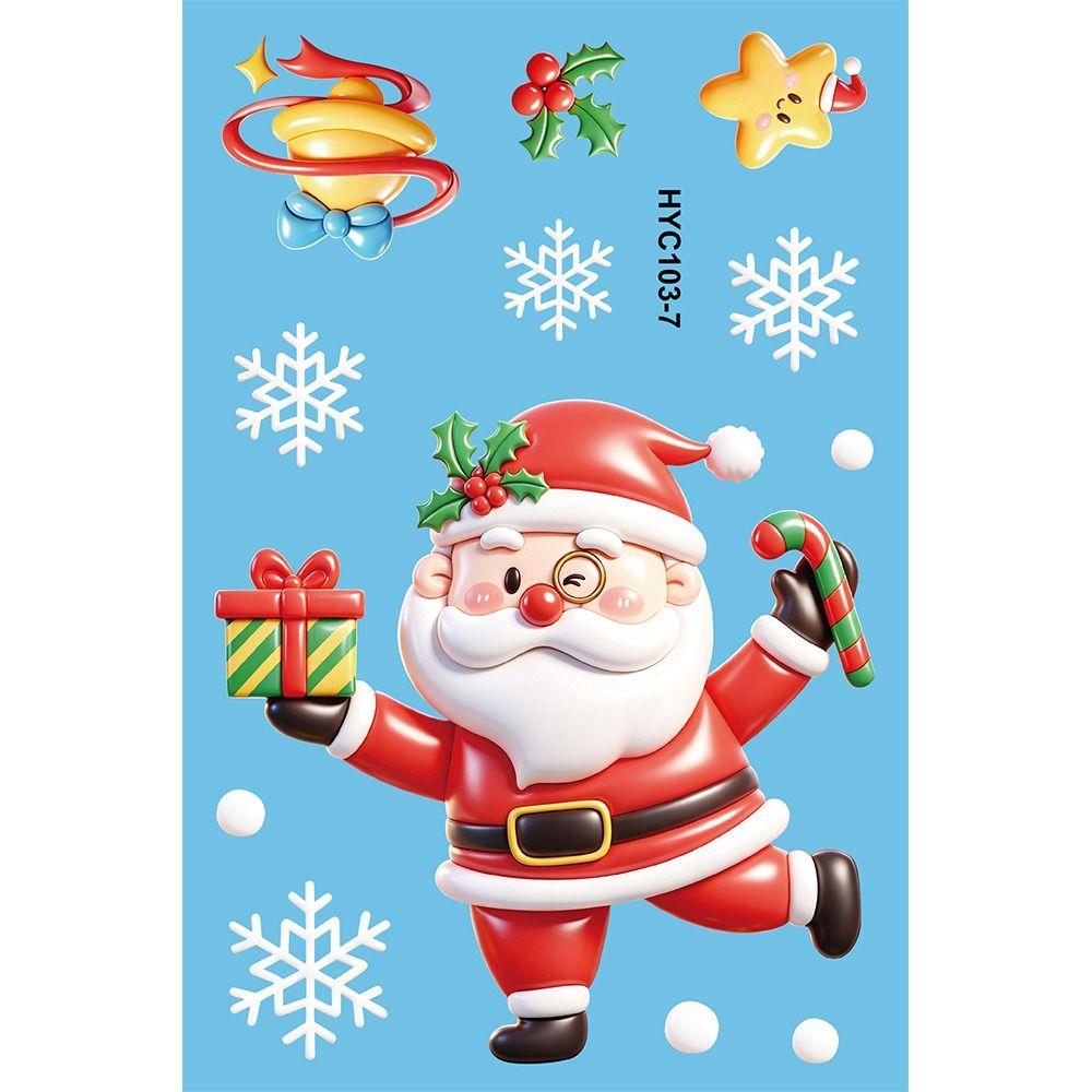 9Pcs Removable Christmas Window Stickers Christmas Static Stickers Bathroom Glass Decor