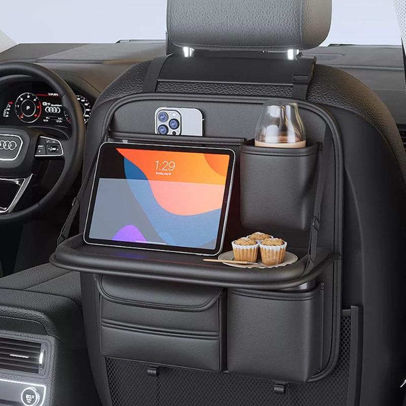 Organizador de asiento trasero de coche con mesa plegable, soporte de almacenamiento para vehículo