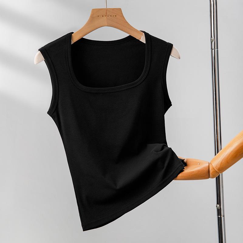 Women's Wide-Strap White Camisole: Pure Cotton, Large Size, All-Season, Beautiful Back Design, Side-Breast Coverage, Inner and Outer Wear.