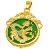 Chinese Wind Green Stone Dragon Gold Color Pendant For Men Women Animal Lover Lucky Dragon Amulet Necklace Accessories Gift
