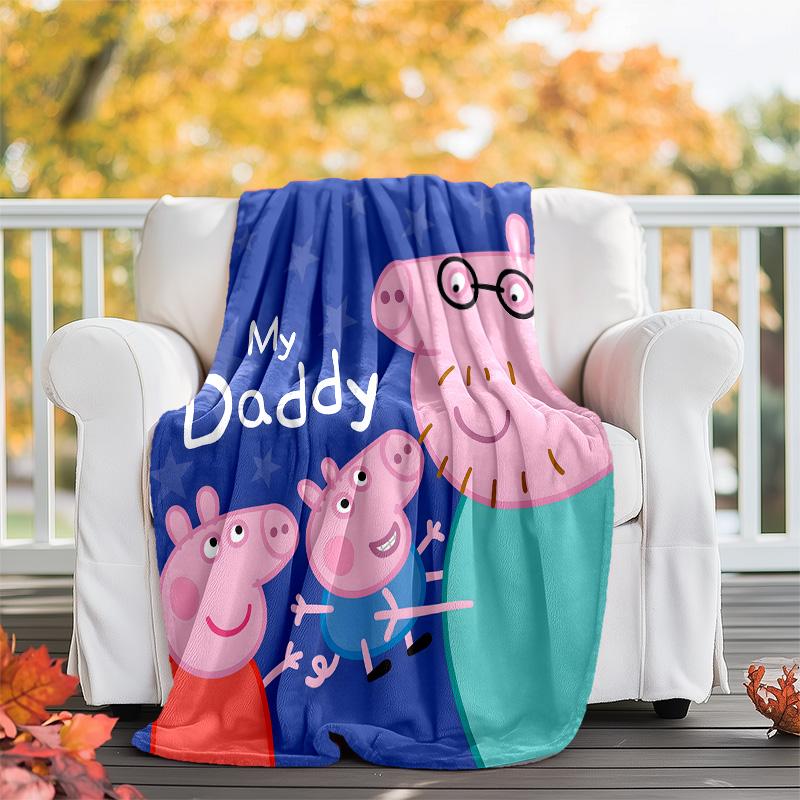 1pc Peppa Pig6 Theme Blanket - Digital Print, Polyester, Cozy for All Seasons, Perfect for Outdoor, Camping, and Travel
