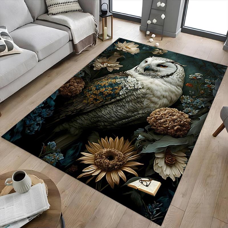 1pc Owl Flowers Carpet Anti Slip Polyester Floor Mat for office.Bedroom