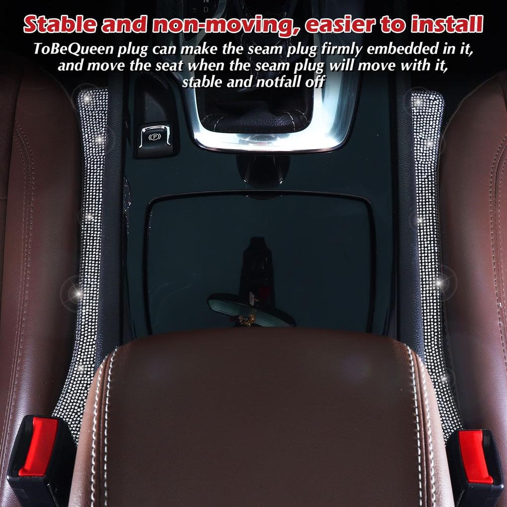 Briwill Bling Car Seat Gap Filler, 2 Pack Universal Fit For Car SUV Truck Handmade Crystal Rhinestone Diamond Car Gap Filler Bling Car Accessories