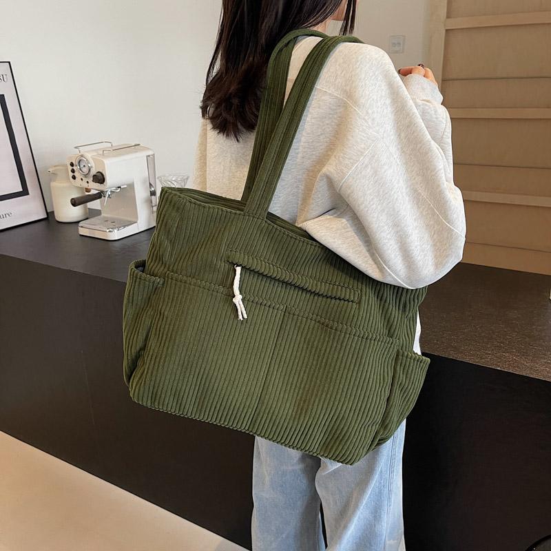 Сумка через плечо женская большая вместительная вельветовая сумка однотонная сумка-тоут сумка для поездок на работу