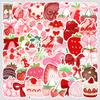 50 Pink Strawberry Graffiti Stickers Water Cup Mobile Phone Waterproof Decorative Stickers Creative Strawberry DIY Stickers