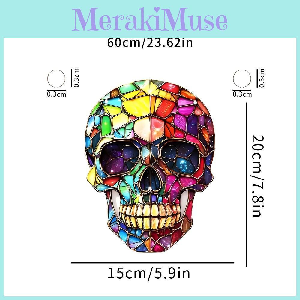 Skull Fashion Colorful Pattern Acrylic Glass Pendant For Decoration Halloween
