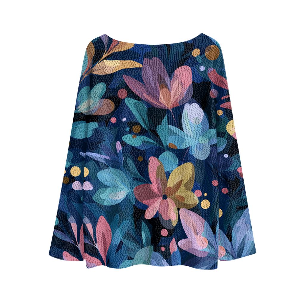 Женский легкий свитер повседневный с длинным рукавом вязаный винтажный с цветочным принтом пуловер