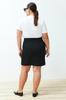 Women's Fashion New Plus Big Size Skirt Black High Waist Double Belt Detailed Woven Skirt