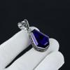 Coffin Shape Blue Sapphire Pendant, 925 Sterling Silver Pendant, Handmade Pendant, Coffin Gemstone Jewelry, Silver Jewelry For Women Gift
