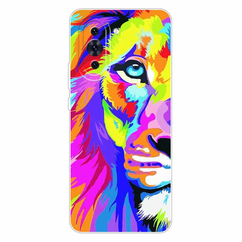 Чехол для Huawei Nova 10 Модный Силиконовый Мягкий Задняя Крышка с Кошкой и Львом для Чехла Huawei Nova 10 Защита Nova10 Крутые Мультяшные Оболочки