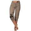 Qunide Женские брюки для йоги с высокой талией, повседневные седьмые брюки с принтом и кулиской