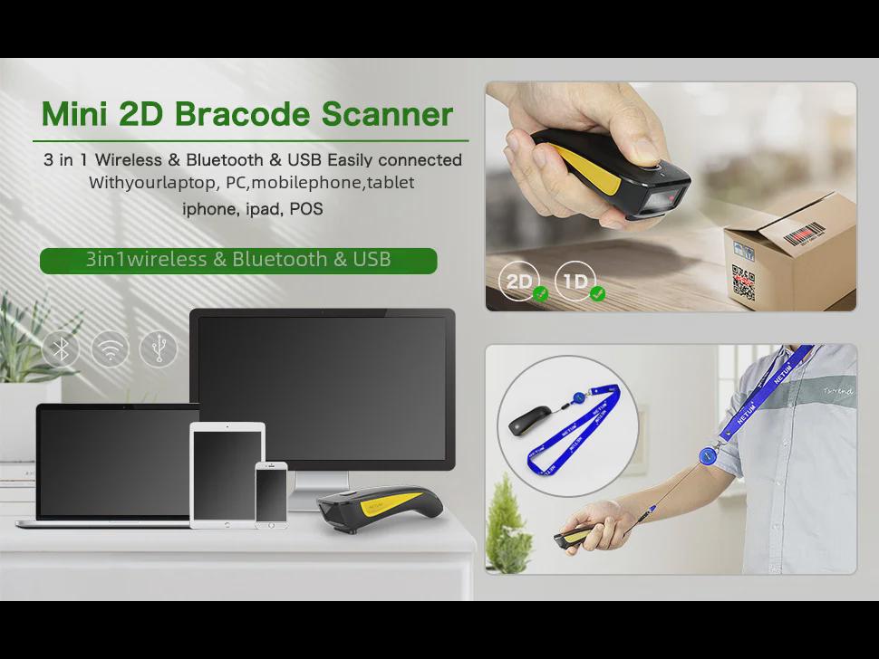 Карманный Bluetooth-сканер 2D штрих-кодов NETUM C750