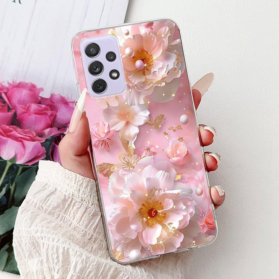 For Samsung Galaxy A52 A52s 5G Case SM-A526B SM-A528B Phone Cover Fashion Flower Soft Silicone Funda For Samsung A72 A 52 Bumper