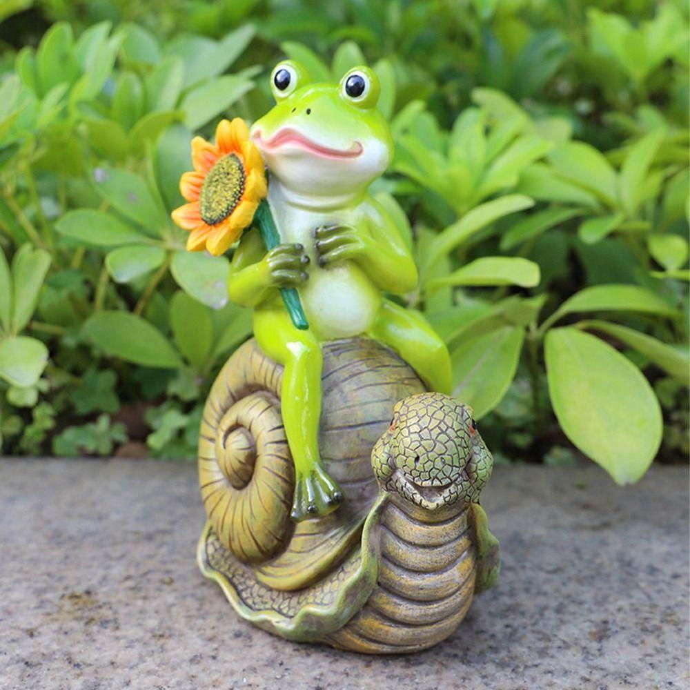 Смола Животное Скульптура Креативные Миниатюры Фигурка Микро Ландшафт Лягушка Статуя Газон