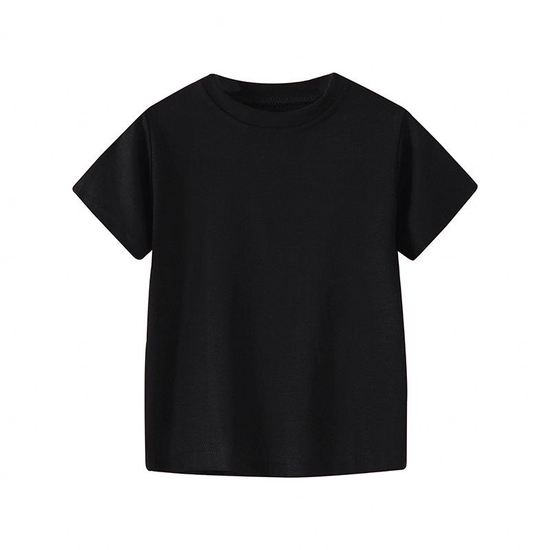 Kids' Short-Sleeve Summer T-Shirt - Korean Style Solid Color Round Neck for Boys & Girls