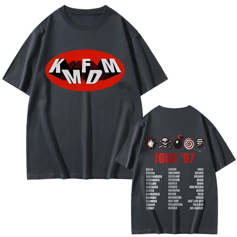 Rock Band Kmfdm Tour 97 Graphic Print T-shirt Summer Men Women Vintage Gothic Punk Streetwear Male Oversize Cotton T Shirts