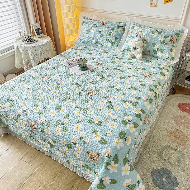 Новый комплект из трех предметов с жемчужным хлопковым покрывалом Fairy с стиркой в ​​пресной воде и хлопковым кружевным покрывалом