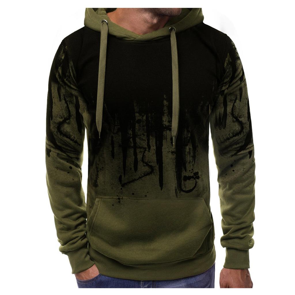 Мужской пуловер с градиентом цвета, толстовка с капюшоном и длинным рукавом, топы, блузка