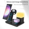 Desktop Multifunctional 15w Fast Charger 6 in 1 Wireless Charger with Alarm Clock Night Light for Samsung for iphone