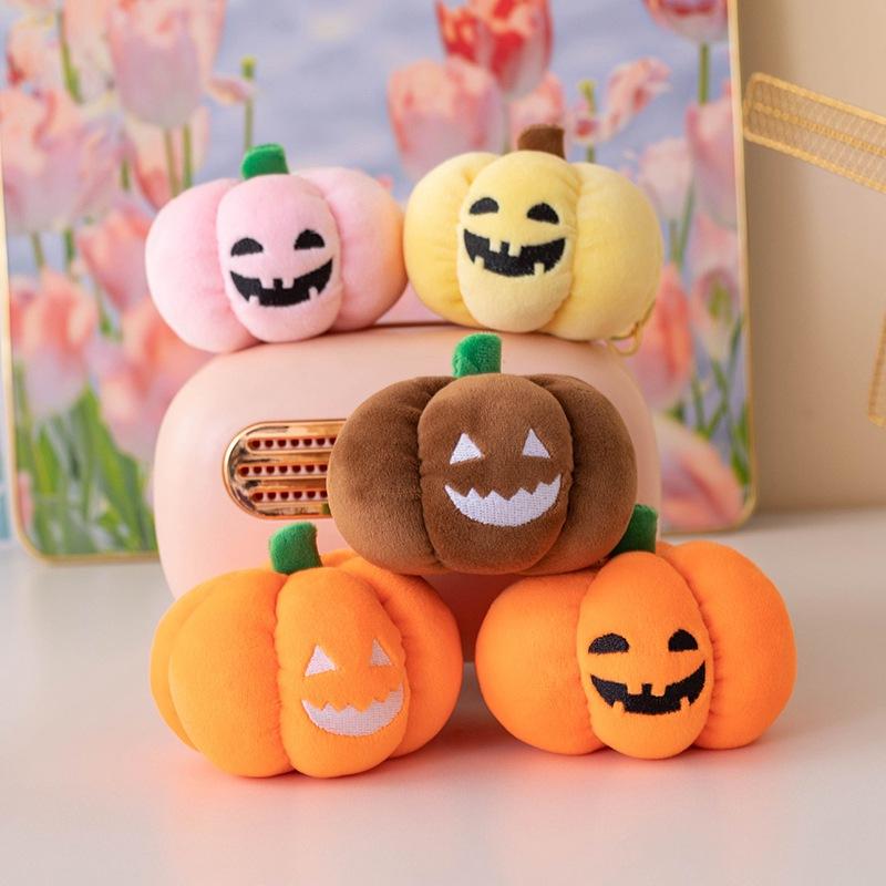 Halloween gift luminous pumpkin plush toy funny girl bag keychain school bag pendant mobile phone pendant
