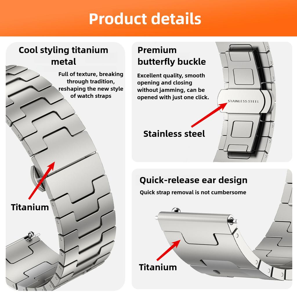22 мм роскошный титановый ремешок для Samsung Galaxy Gear S3 STitanium сплав ремешок металлический браслет для Huawei GT5 5Pro 4 3 2e 46MM Correa