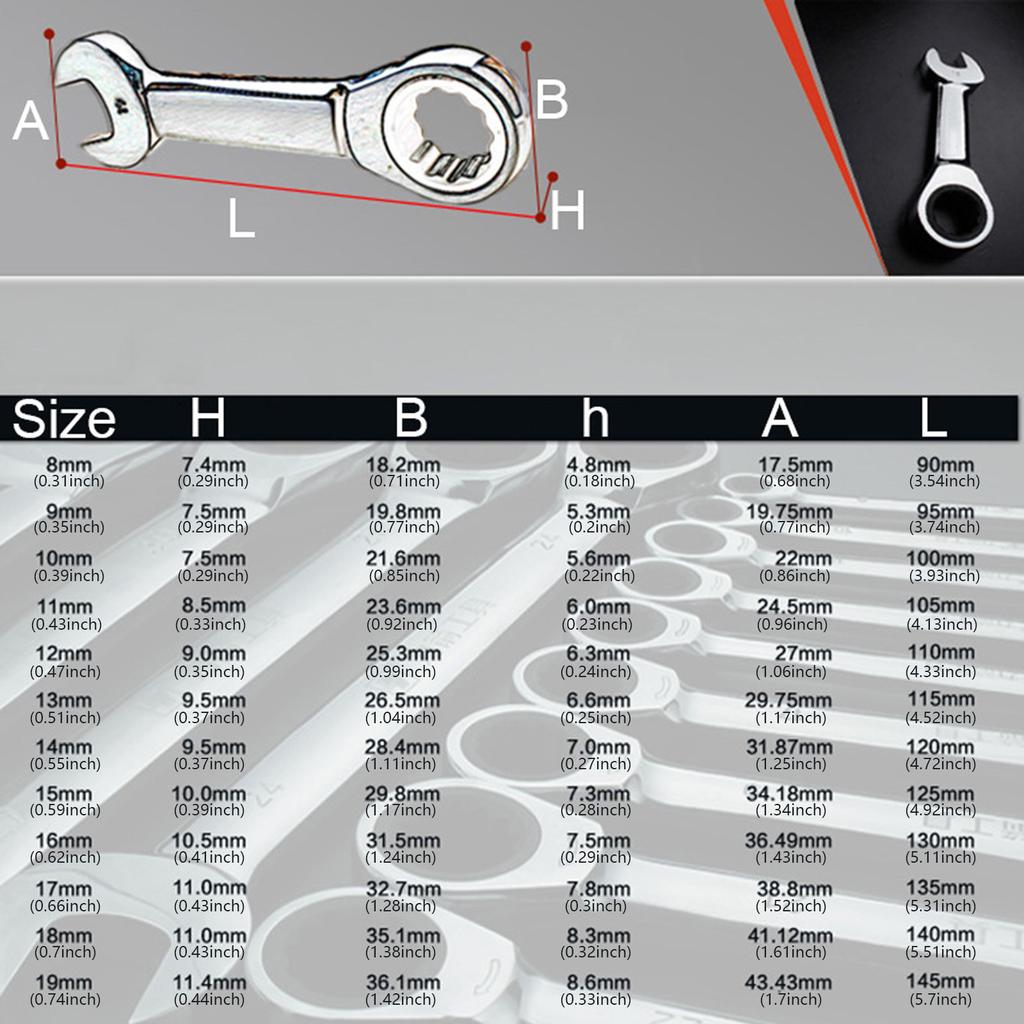 Short Handle Ratchet Wrench Reversible Combination Single Wrench 8-18mm Ratchet Socket Wrench Replacement Easy To Use