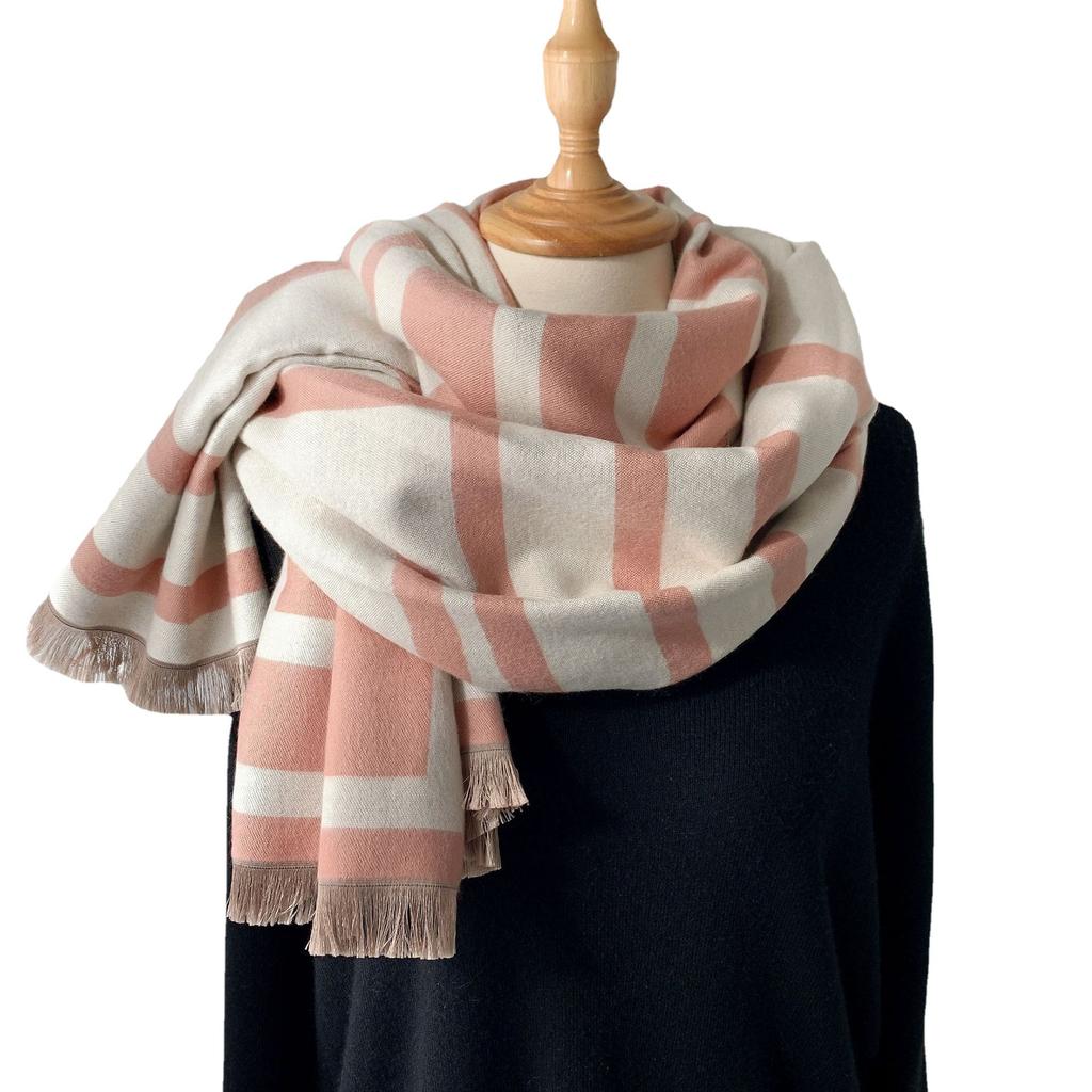 Imitation Cashmere Scarf Air Conditioner Shawl Tassel Extended Warm Jacquard Plaid Decorative Scarf Women'S Versatile