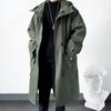 Spring Autumn Windbreaker Fashion Men Mid-length Casual Hooded Coat Men Daily High Street Overcoat Male Clothes