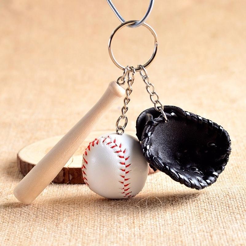 Trendy Sports Gifts Keychains Leather Softball Baseball Keychain Creative Bat Fans Jewelry Gift