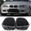 2 шт. Черная решетка радиатора «ноздри» на передний бампер автомобиля, решетка в стиле матовый и глянцевый ламели для BMW E46 до рестайлинга, 2-дверное купе, кабриолет