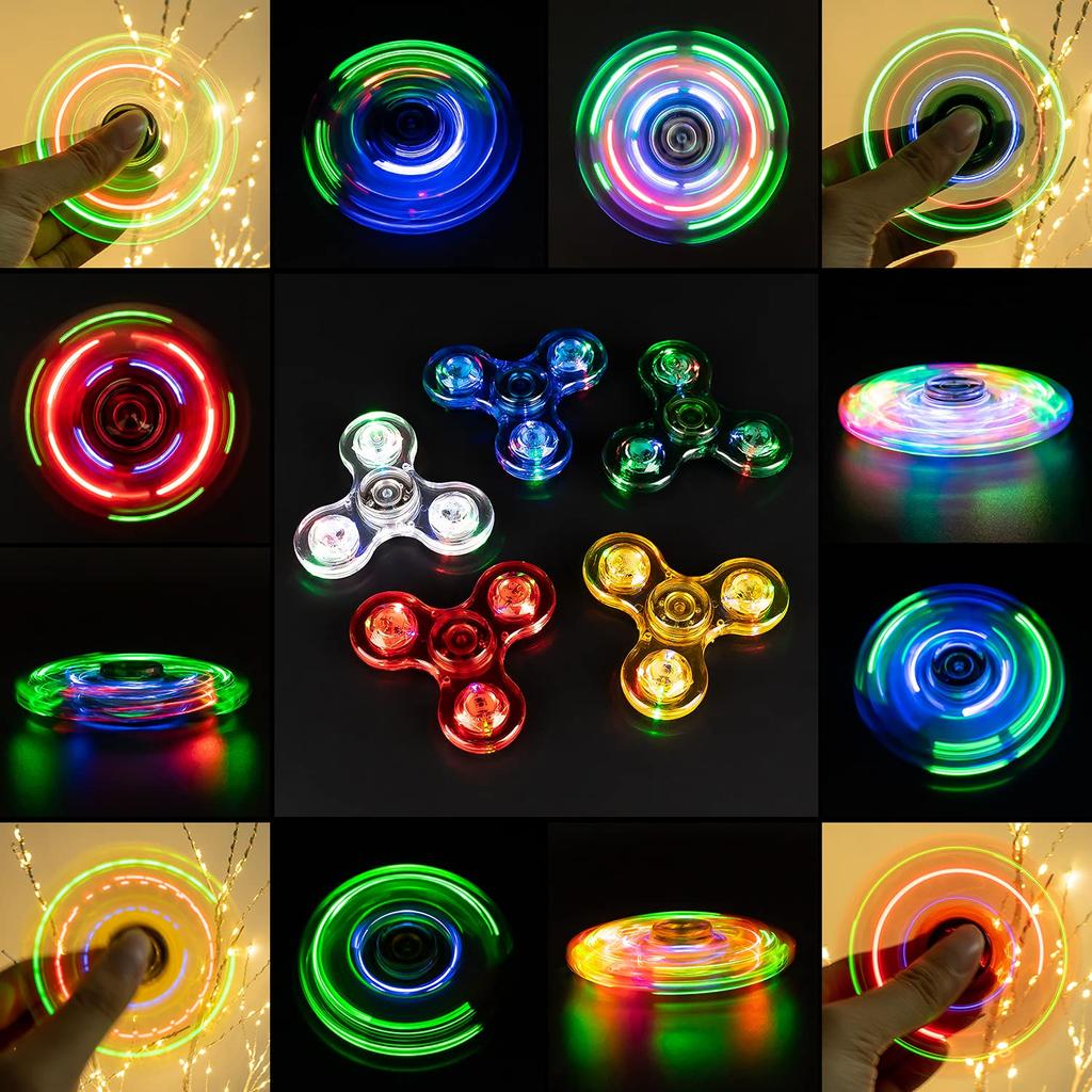 FIGROL LED Finger Spin Widget Focus Toy LED Hand Spinner Stress Relief Kill Time Brain Tray Ball Beard Green Spinner,
