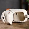 Керамический горшок для растений в виде животного Милый горшок для цветов в виде котенка с дренажным отверстием Декоративная овечка свинка кашпо для суккулентов Домашний декор для комнаты офиса стола