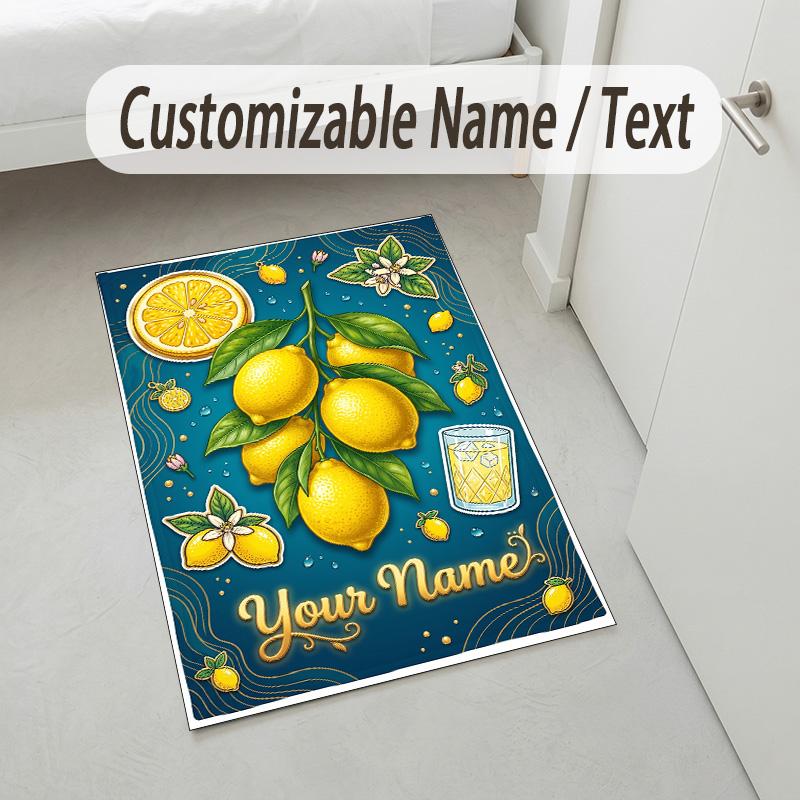 Decorative Artwork Theme Crystal Velvet Rug Personalized Custom Name Text Soft Floor Mat Home Decor