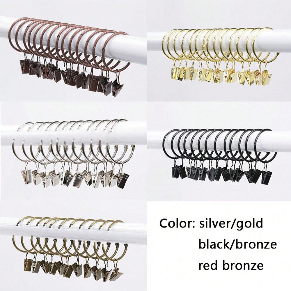 Кольца с клипсами Аксессуары для штор, Открывающиеся подвесные кольца с прочными клипсами для штор, штор для душа, крючки для римских штор