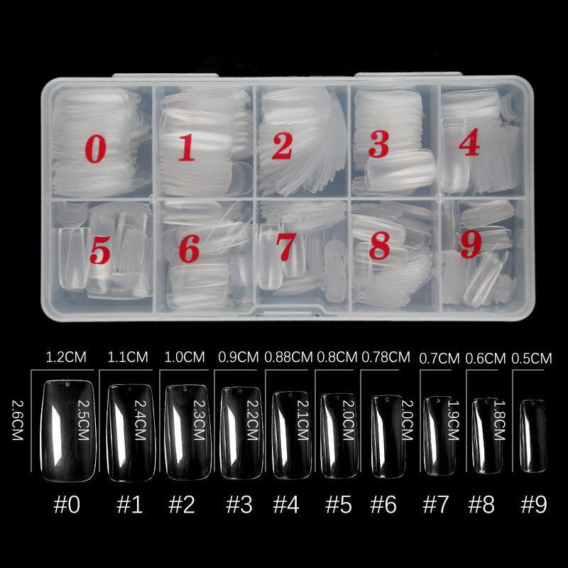 500 шт. акриловые накладные ногти с коробкой, прозрачный белый натуральный полупокрытие, полное покрытие, инструмент для французского маникюра