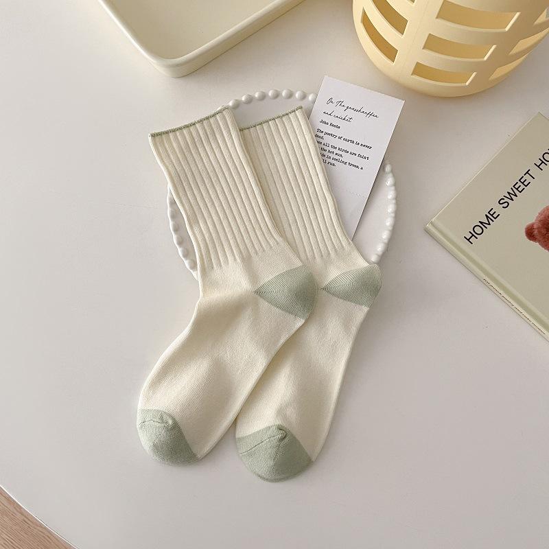 Кремовые носки для женщин без косточек средней длины универсальные свободные носки женские дезодорирующие носки для родов спортивные носки