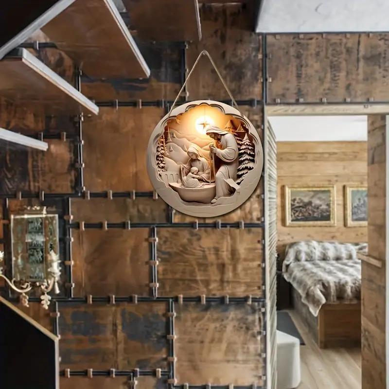 1pc 2D Flat Jesus Wooden Hanging Sign Wall Art Decoration Decor Garden Courtyard Party Decor Farmhouse Porch Decor, Simple and Stylish Toilet Door