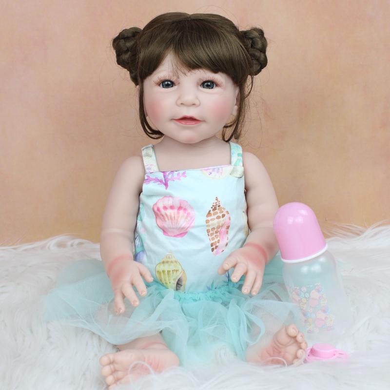 BZDOLL 48см 19дюймовая Кукла Реборн Новорожденная Девочка Виниловое Тело Игрушка для Ванны Прекрасный Подарок на День Рождения