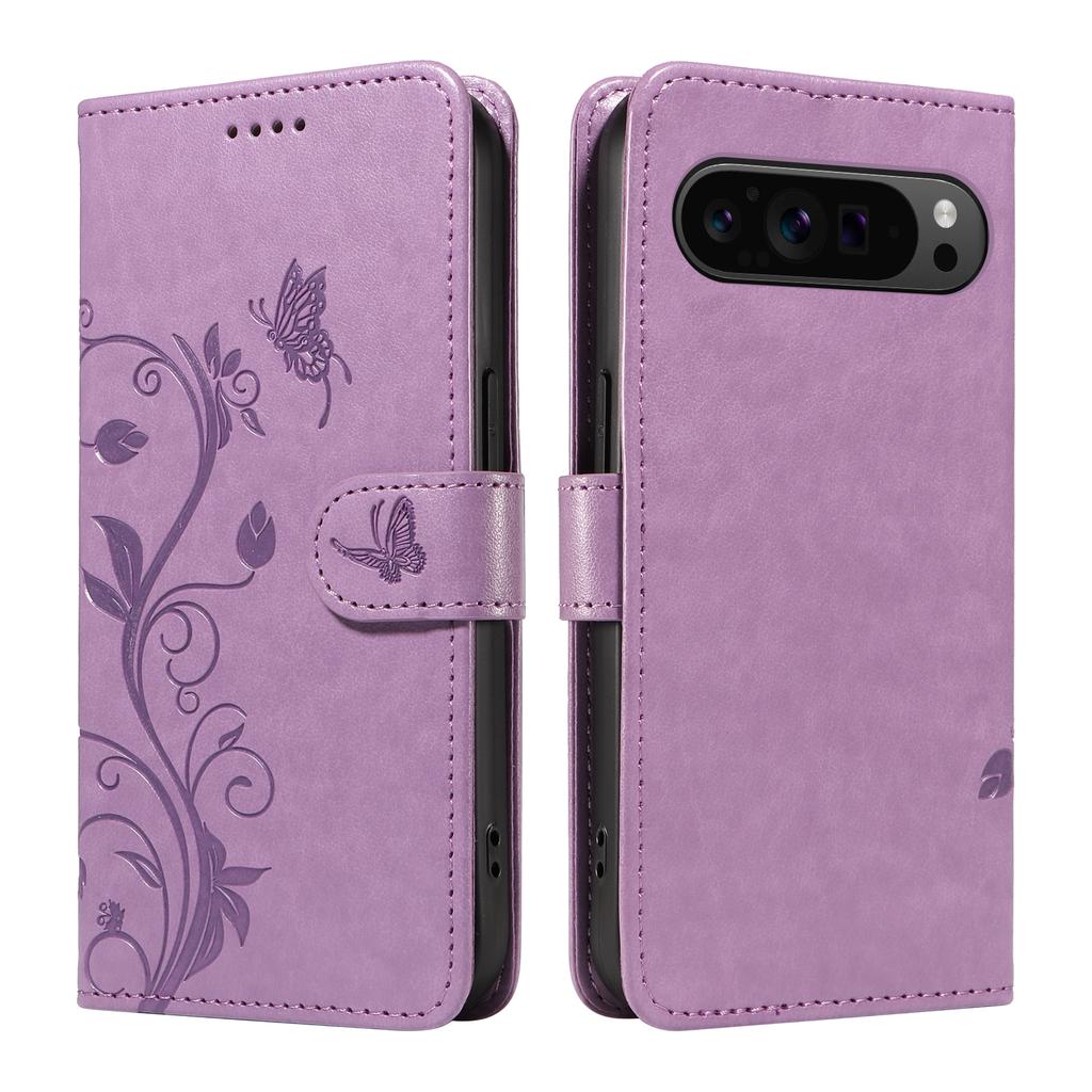 For Google Pixel 9 Pro XL/Google Pixel 10 Pro XL PU Leather Cases Flower Pattern Wallet Stand Phone Cover with Strap