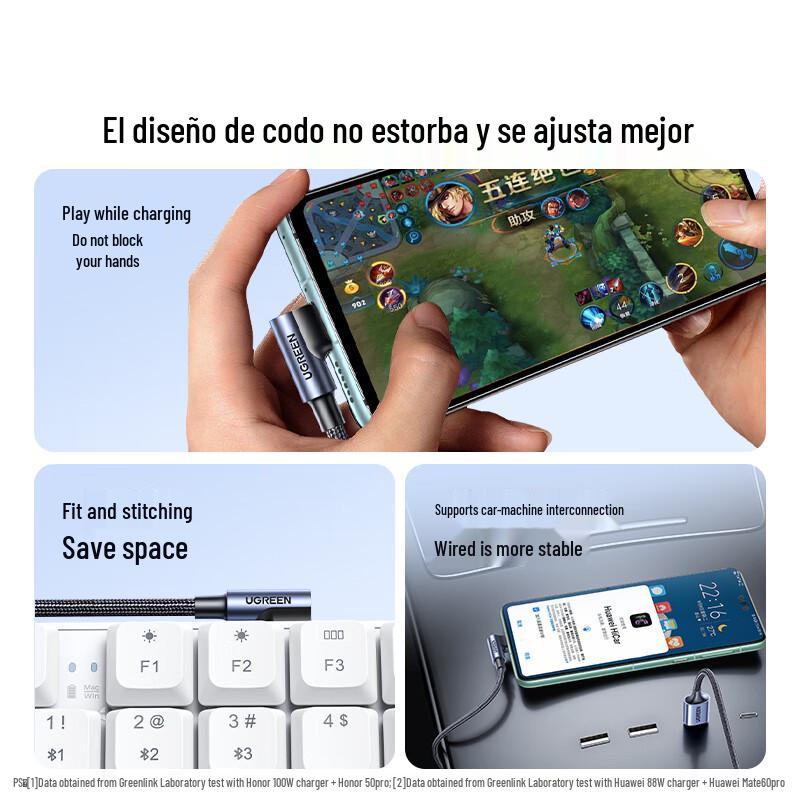 Ugreen Кабель для супербыстрой зарядки 6A Type-C 100 Вт для Huawei/Xiaomi