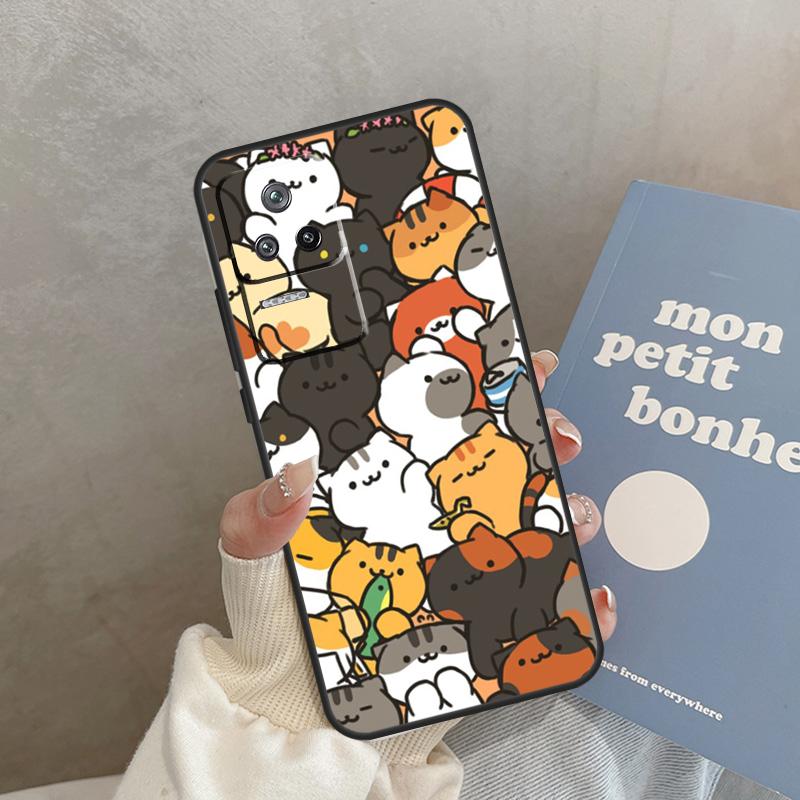 Милый Мультяшный Чехол-Кошка Для Xiaomi 15 14 Ultra 13T 14T 15T Pro 17 Pro Max POCO X7 X3 X5 X6 F5 F6 F7 F8 Pro Обложка