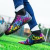 Men's High Top Football Boots Rubber Soft Sole Short Spikes Artificial Turf Leather Youth Children's Football Boots
