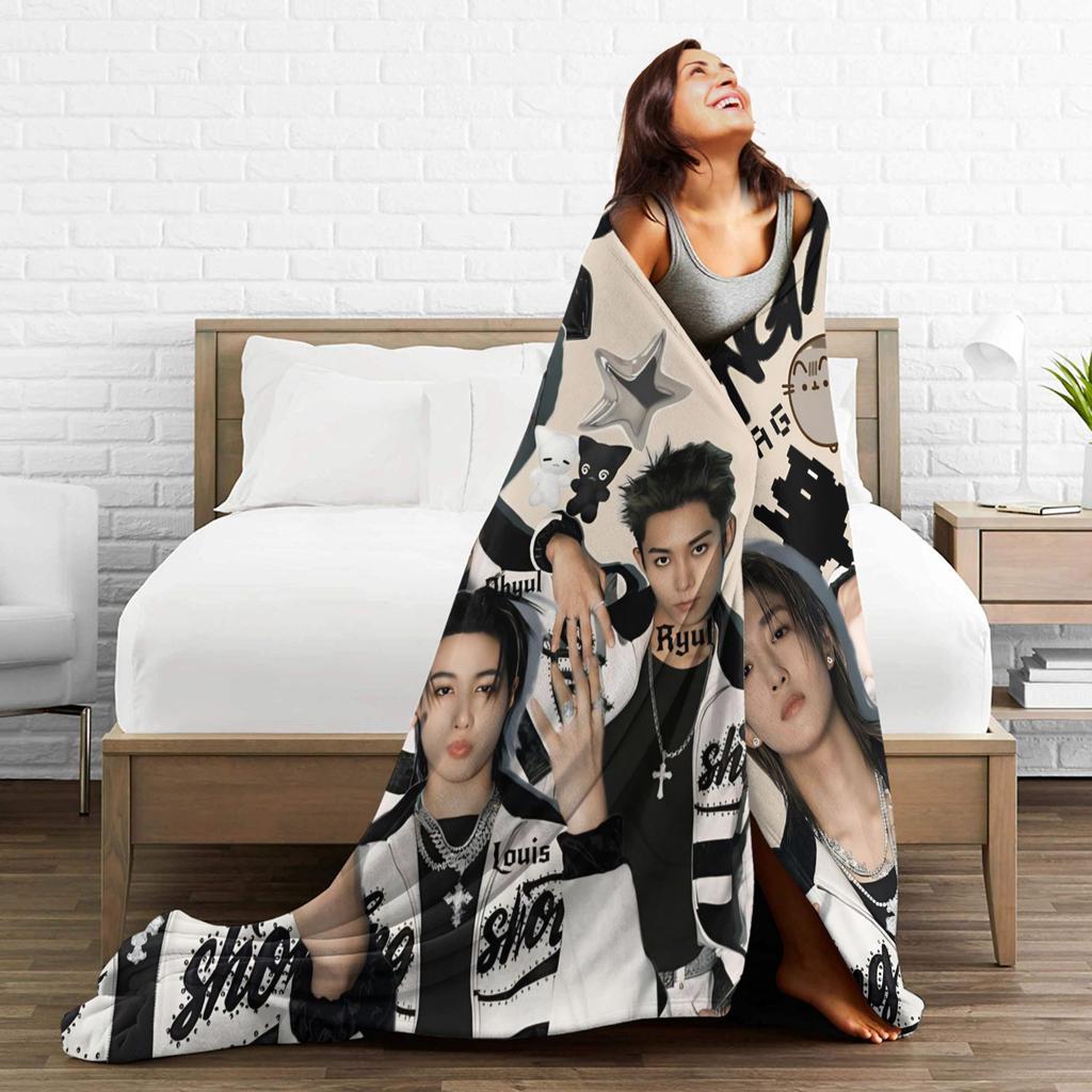 Kpop Group Lngshot Blanket Multi-size Warm Cozy Fluffy Throw Blankets for Sofa Couch and Bed