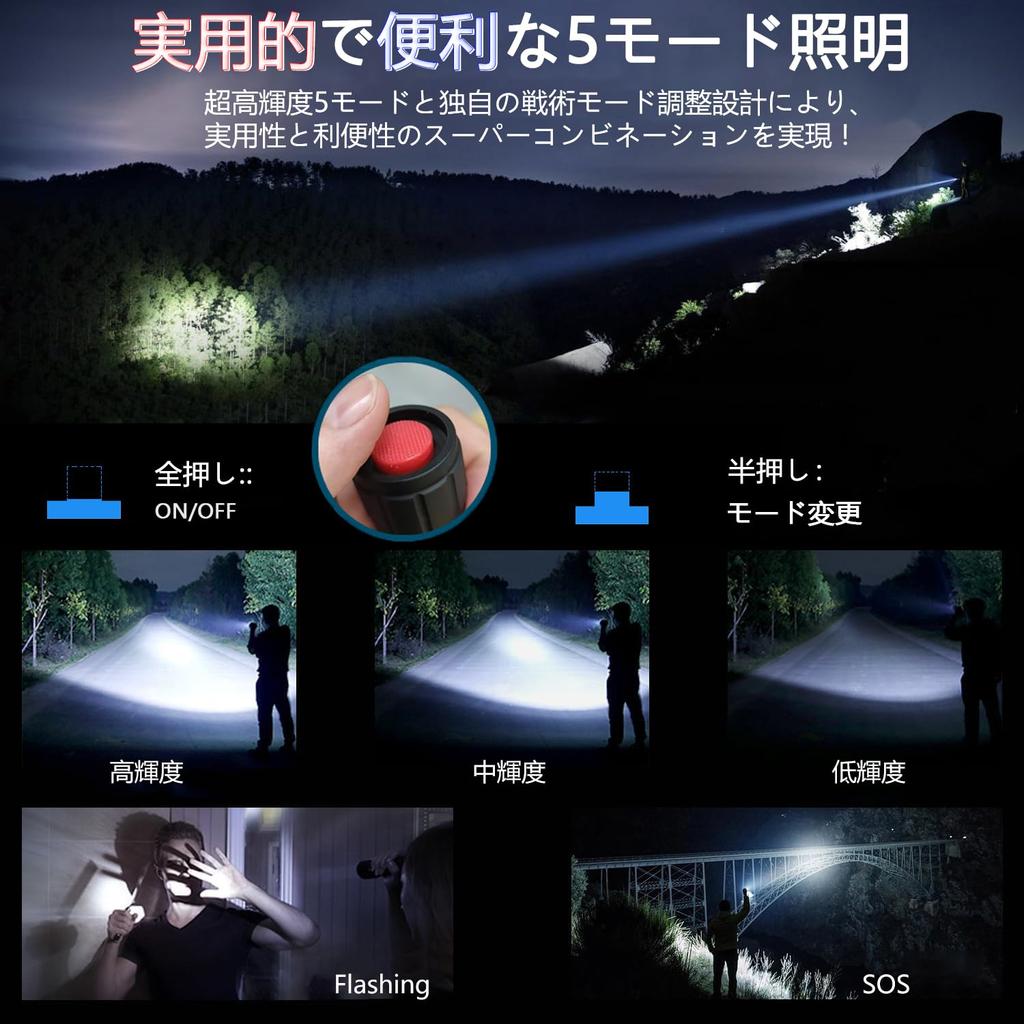 KZK LED Handheld Flashlight with Powerful Military Adjustable Includes AAA Ideal for Disaster Power and Night Fishing Flashlight, High-Brightness