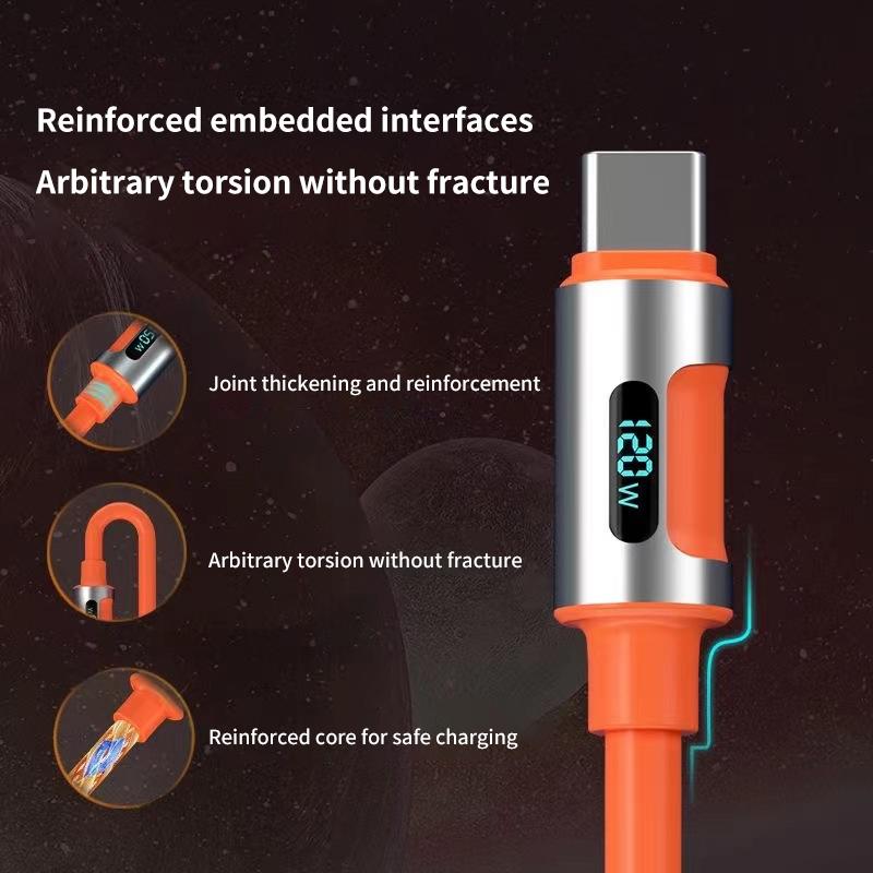 2M 120W цифровой дисплей Usb-C кабель для передачи данных сверхбыстрая зарядка Type-C адаптер разъем для iPhone 15 Pro Max Xiaomi Samsung