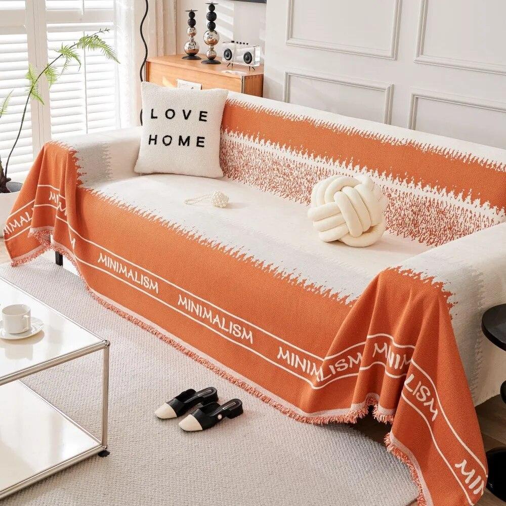 Modern Luxury Sofa Couple Position Throw Color Block Blanket Soft Cover Camping Picnic Mat Throw Blankets for Living Room