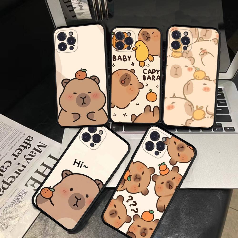 Мультяшный чехол для телефона с капибарой для iPhone 17 16 15 14 11 12 13 Mini Pro XS Max Plus Funda Shell