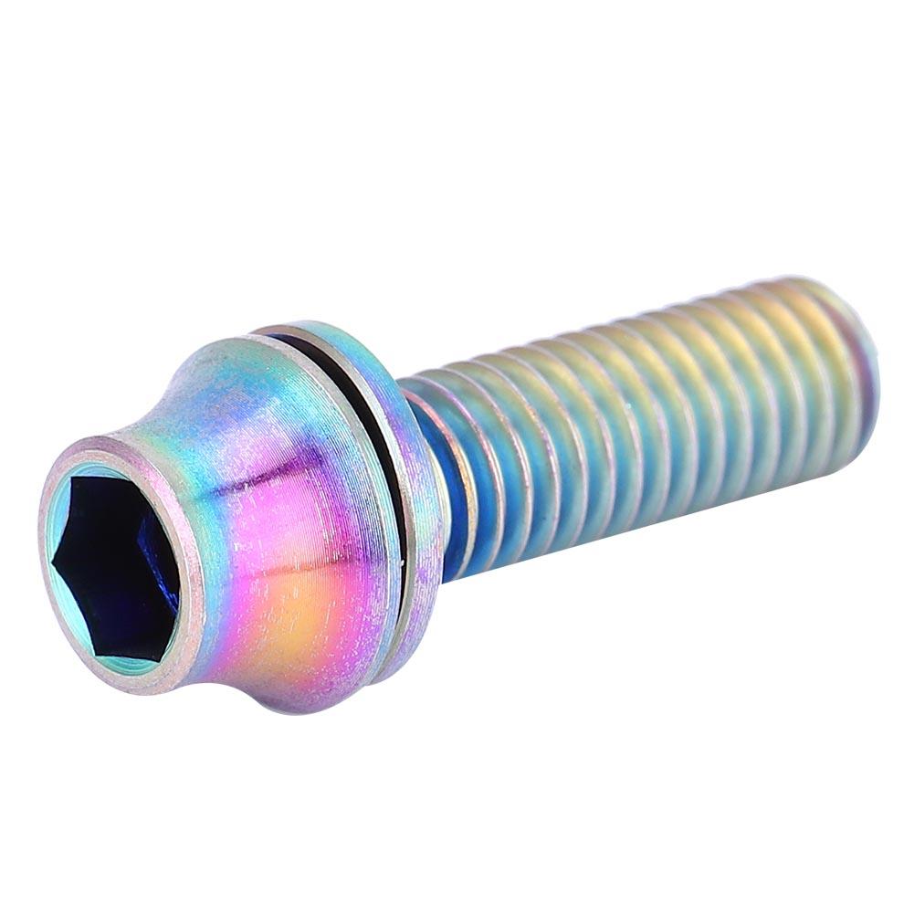 Bicycle Titanium Alloy Water Bottle Cage Screw Bolt M5x12/16mm with Washer (Rainbow M5x16)